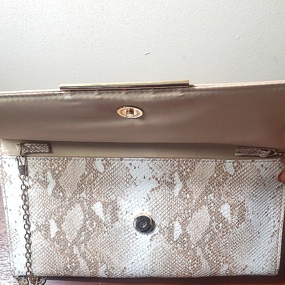 Belle Accessories Gold/Tan Snakeskin Clutch - Picture 2 of 7
